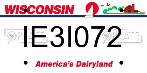 IE3I072 Wisconsin License Plate