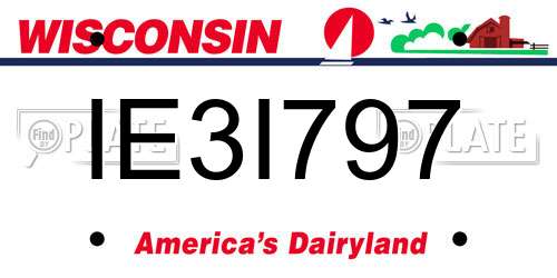 IE3I797 Wisconsin License Plate