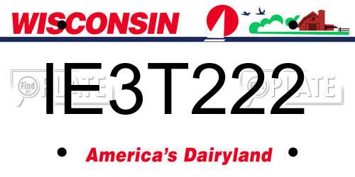 IE3T222 Wisconsin License Plate
