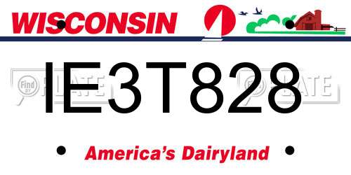 IE3T828 Wisconsin License Plate