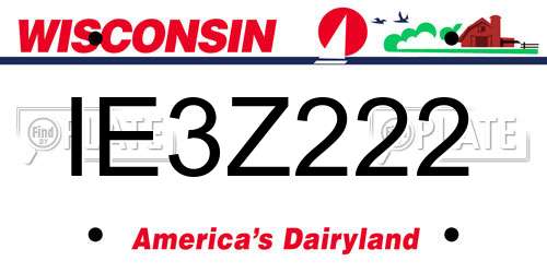 IE3Z222 Wisconsin License Plate