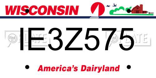 IE3Z575 Wisconsin License Plate