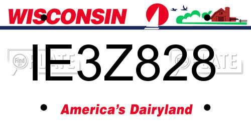 IE3Z828 Wisconsin License Plate