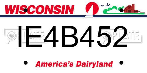 IE4B452 Wisconsin License Plate