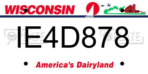 IE4D878 Wisconsin License Plate