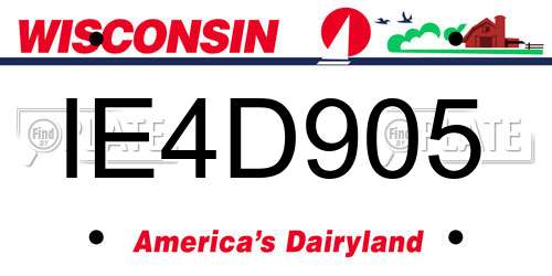 IE4D905 Wisconsin License Plate