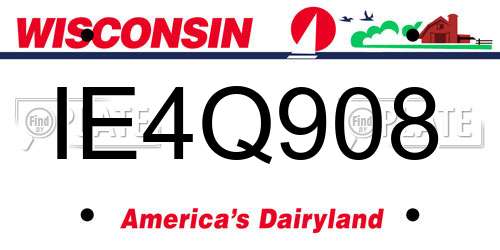 IE4Q908 Wisconsin License Plate