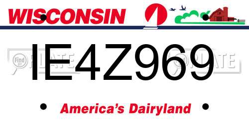 IE4Z969 Wisconsin License Plate