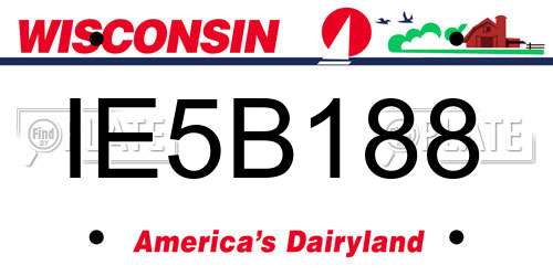 IE5B188 Wisconsin License Plate