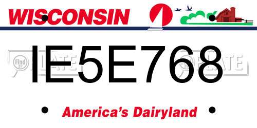 IE5E768 Wisconsin License Plate