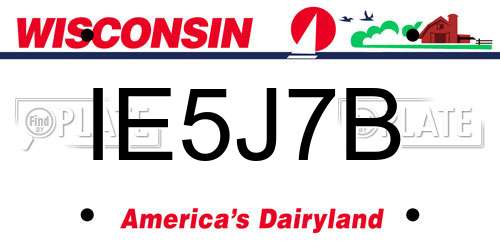 IE5J7B Wisconsin License Plate