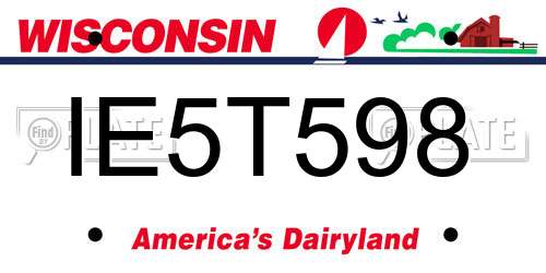 IE5T598 Wisconsin License Plate