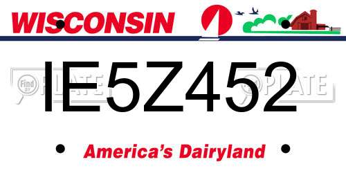IE5Z452 Wisconsin License Plate