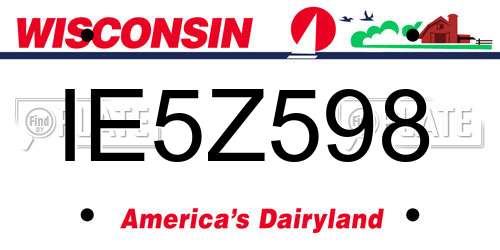 IE5Z598 Wisconsin License Plate