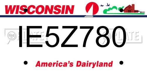 IE5Z780 Wisconsin License Plate