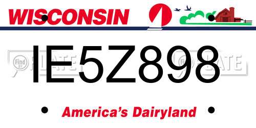 IE5Z898 Wisconsin License Plate