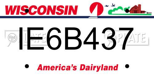 IE6B437 Wisconsin License Plate