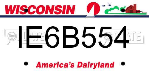 IE6B554 Wisconsin License Plate