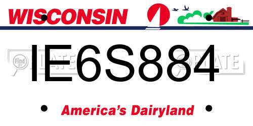 IE6S884 Wisconsin License Plate