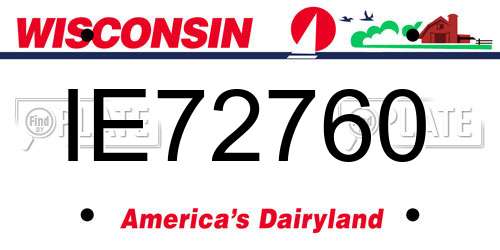 IE72760 Wisconsin License Plate