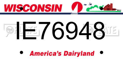 IE76948 Wisconsin License Plate