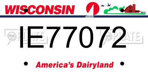 IE77072 Wisconsin License Plate