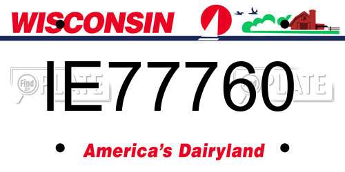 IE77760 Wisconsin License Plate