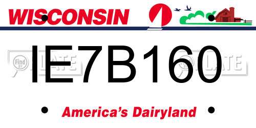 IE7B160 Wisconsin License Plate