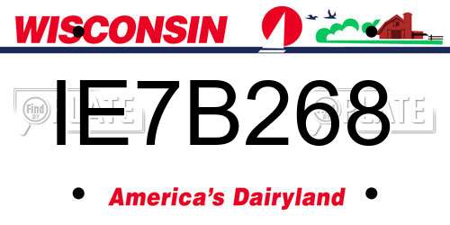 IE7B268 Wisconsin License Plate