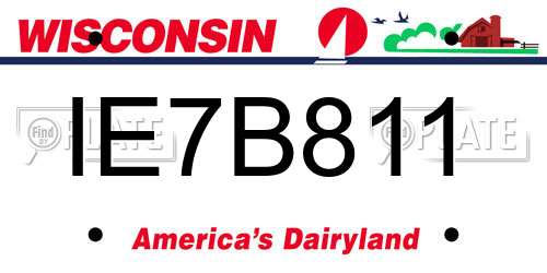 IE7B811 Wisconsin License Plate