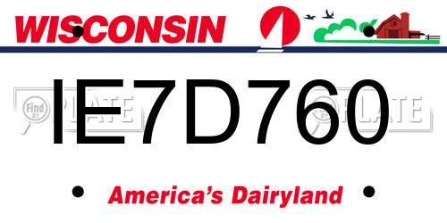 IE7D760 Wisconsin License Plate