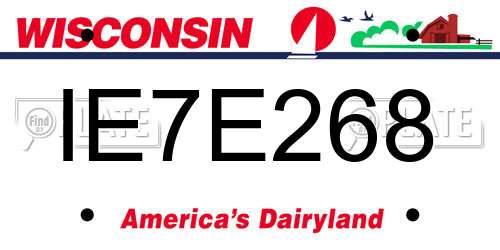 IE7E268 Wisconsin License Plate