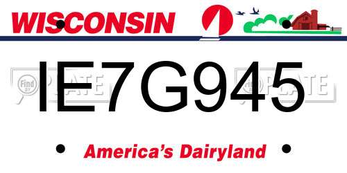 IE7G945 Wisconsin License Plate