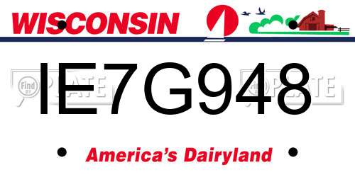 IE7G948 Wisconsin License Plate