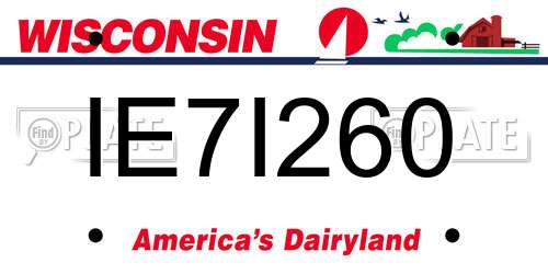 IE7I260 Wisconsin License Plate