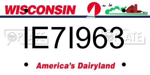 IE7I963 Wisconsin License Plate