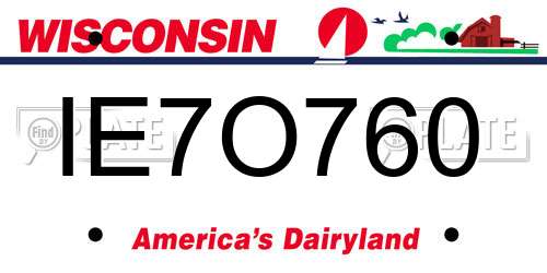 IE7O760 Wisconsin License Plate