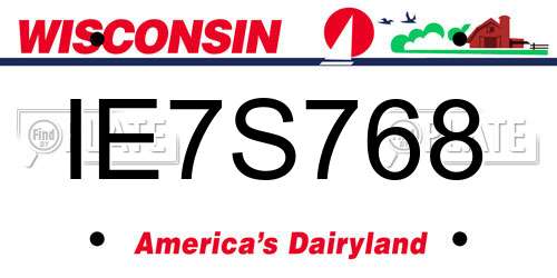 IE7S768 Wisconsin License Plate
