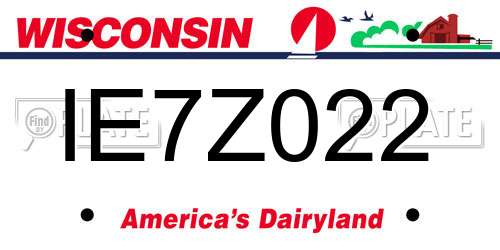 IE7Z022 Wisconsin License Plate