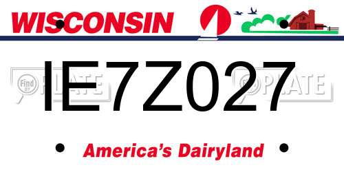 IE7Z027 Wisconsin License Plate