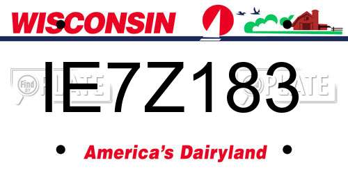 IE7Z183 Wisconsin License Plate