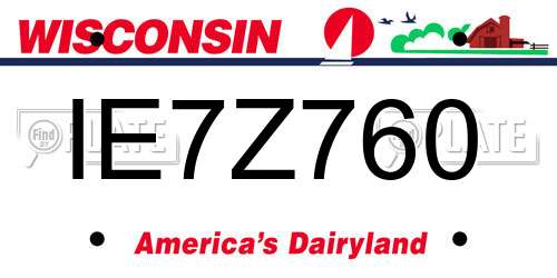 IE7Z760 Wisconsin License Plate
