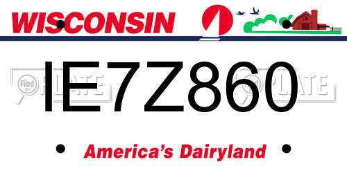 IE7Z860 Wisconsin License Plate