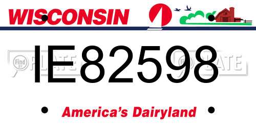 IE82598 Wisconsin License Plate