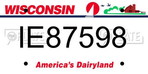 IE87598 Wisconsin License Plate