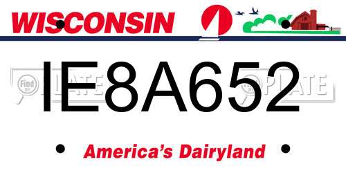 IE8A652 Wisconsin License Plate