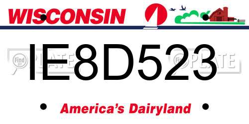 IE8D523 Wisconsin License Plate