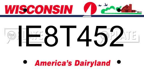 IE8T452 Wisconsin License Plate