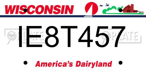 IE8T457 Wisconsin License Plate
