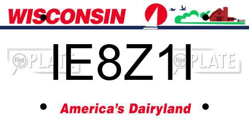 IE8Z1I Wisconsin License Plate